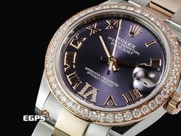 ROLEX 勞力士 DateJust 278381RBR 18K永恆玫瑰金 半金款 <font color="#dabddb">薰衣草紫色面盤 原廠鑲嵌鑽石VI時標</font> <font color="#05f0f0">原廠鑲嵌鑽石錶圈</font> <font color="#ff0000">2026年保卡</font> 自動上鍊 31mm