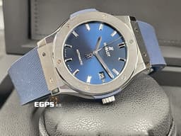 HUBLOT 宇舶 Classic Fusion 經典融合系列 511.NX.7170.RX <font color="#ff0000">高硬度5級鈦金屬材質</font> 藍色太陽紋面盤<font color="#FF0000">&nbsp;2024年電子保單</font>&nbsp;自動上鍊 45mm