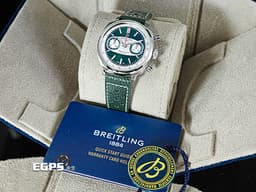 BREITLING 百年靈 Top Time B01 Racing 系列 AB0177 計時碼表&nbsp;<font color="#058703">綠熊貓配色面盤</font>&nbsp;不鏽鋼&nbsp;AB01771A1L1X1 復古 賽車錶&nbsp;<font color="#FF0000">自製機芯 限量750支 2026年保單 </font>自動上鍊 38mm