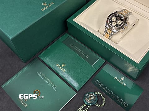ROLEX 勞力士 Cosmograph Daytona 迪通拿 126503 126503G&nbsp;亮黑色面搭配金色計時盤 鑽石時標&nbsp;計時碼表 18K黃金 半金款 新款4131機芯 2025年保卡&nbsp;自動上鍊 40mm