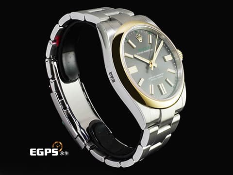 ROLEX 勞力士 Oyster Perpetual 41 蠔式恆動型 134303 OP41 不鏽鋼&amp;18K黃金材質 半金&nbsp;今年最新款 100週年紀念款 石板灰色太陽放射紋面盤 100週年字樣 勞力士綠色「ROLEX」字樣以及綠色方格時標&nbsp;2026年木紋保卡 保有原廠全膜&nbsp;自動上鍊 41mm
