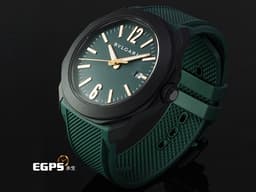 BVLGARI 寶格麗 Octo Roma 103925 黑色DLC不鏽鋼材質&nbsp;<font color="#47b370">綠色巴黎釘紋錶盤 快拆功能錶帶</font><font color="#FF0000">&nbsp;2025年保卡</font>&nbsp;自動上鍊 41mm