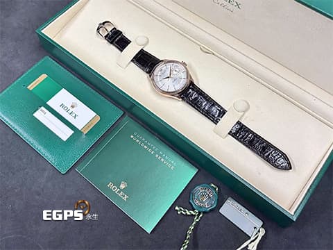 ROLEX 勞力士 Cellini  徹里尼 50515 永恆玫瑰金材質 停產絕版錶款 銀白色面盤 指針式日期顯示&nbsp;2016年保卡 台灣公司貨 手動上鍊 39mm