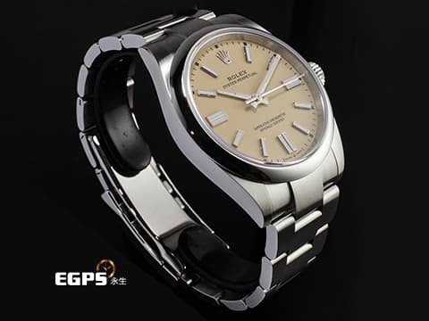 ROLEX 勞力士 Oyster Perpetual 41 蠔式恆動型 134300 2025年最新款最新色 沙米色面盤 經典 OP41 不鏽鋼材質&nbsp;2025年保卡 自動上鍊 41mm