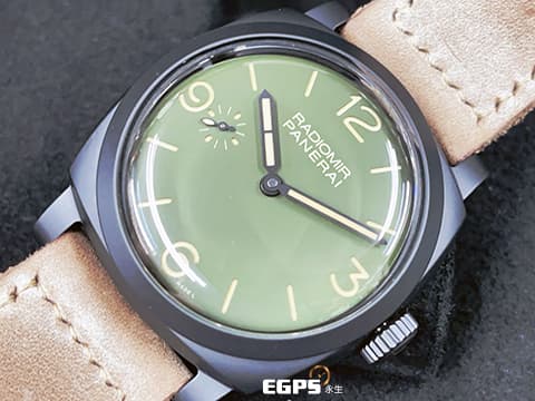 PANERAI 沛納海 RADIOMIR PAM997 啞光黑色陶瓷材質 PAM00997 軍綠色三明治面盤 三日鍊&nbsp;&nbsp;2020年保單 極新品相 RADIOMIR軍綠色系列 陶瓷殼997是唯一手上鍊版本&nbsp;48mm