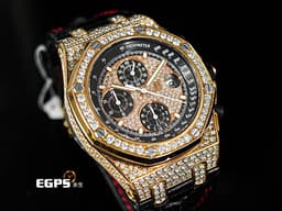 Audemars Piguet 愛彼 AP錶 Royal Oak Offshore 皇家橡樹 離岸型 26067OR.ZZ.D002CR.01&nbsp;<font color="#ff0000">原廠鑲嵌341顆頂級天然美鑽於錶圈、錶殼、錶側、滿天星面盤，共重約5.86克拉</font> 計時碼表 玫瑰金 26067 OR 自動上鍊 42mm