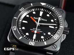 Bell &amp; Ross 柏萊士 Instruments系列 BR-03 DIVER Matte Black&nbsp;<font color="#ff6a00">橘色時針</font> BR0392-D-BL-CE/SRB 黑陶瓷錶殼 BR 03-92-DIV-C 大三針&nbsp;<font color="#ff0000">2025年保卡</font> 潛水錶 自動上鍊 42mm