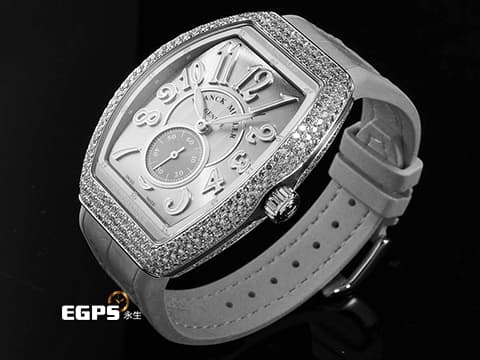 Franck Muller 法蘭穆勒 FM Vanguard Lady Slim Vintage V35 S 銀灰色面盤 原廠鑲嵌308顆頂級天然美鑽（約4.44克拉）小秒針 不鏽鋼材質&nbsp;2025年保單 自動上鍊 35x46.3mm