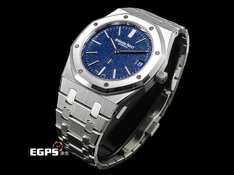 AUDEMARS PIGUET AP錶 愛彼 ROYAL OAK 皇家橡樹系列
「JUMBO」 16202BC.OO.1240BC.02 18K白金材質 超薄錶殼款式 藍色粒面裝飾錶面 2026年保卡 已貼膜&nbsp;自動上鍊 39mm



