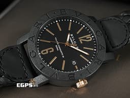 BVLGARI 寶格麗 Bulgari Bulgari CarbonGold系列 102248&nbsp;黑色複合碳纖維<font color="#1c1c1c">+</font><font color="#e1a056">玫瑰金材質 半金款</font><font color="#ff0000">&nbsp;</font>BB40CL&nbsp;經典刻度錶圈&nbsp;大三針&nbsp;自動上鍊 40mm