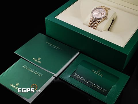 ROLEX 勞力士 Day-Date 36 蠔式 星期日曆型 128235&nbsp;玫瑰金色面盤 原廠鑽石時標 永恆玫瑰金 DD36 經典三角坑紋錶圈 2020年保卡 元首型（President）錶帶 總統帶 自動上鍊 36mm