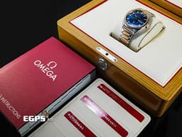 OMEGA 歐米茄 Globemaster 星座系列 13020392103001 18K玫瑰金&amp;不鏽鋼材質 半金款 <font color="#0582f5">太陽線紋磨砂藍色面盤</font> <font color="#ff0000">2024年保卡 台灣公司貨</font> 同軸擒縱 自動上鏈 39mm