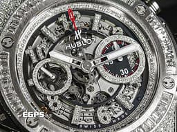 HUBLOT 宇舶 Big Bang Unico 45 Titanium 大爆炸 411.NE.2010.LR.JSM15 鈦金屬 飛返 計時碼表 <font color="#FF0000">精鑲鑽石、梯鑽錶框、鑽石時標 鏤空面盤</font> 自動上鍊 45mm
