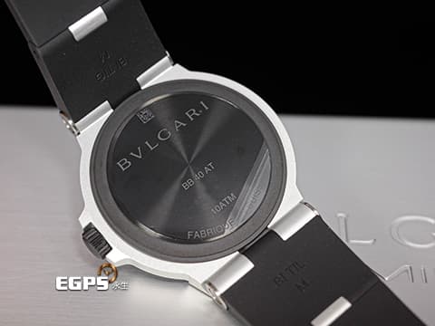 BVLGARI 寶格麗 Bulgari Aluminium系列 103382&nbsp;鋁合金+鈦金屬材質&nbsp;黑色橡膠刻度錶圈&nbsp;大三針&nbsp;2025年保卡&nbsp;自動上鍊 40mm