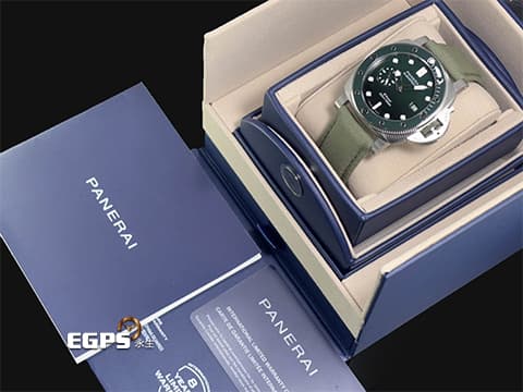 PANERAI 沛納海 LUMINOR SUBMERSIBLE PAM1287 PAM001287 三日鍊 不銹鋼 PAM1287 漸層綠色面盤 綠色陶瓷外圈&nbsp;2024年保卡&nbsp;潛水錶 自動上鍊 44mm