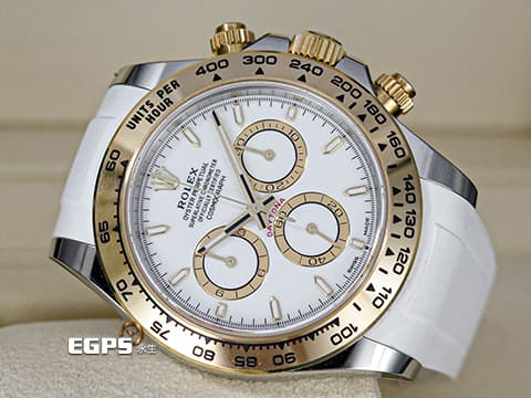 ROLEX 勞力士 Cosmograph Daytona 宇宙計時型 迪通拿 126503 計時碼表 白色面盤&nbsp;金色計時圈 半金款 搭配Vagenari 橡膠錶帶&nbsp;18K黃金 新款4131機芯 2024年保卡 賽車錶 自動上鍊 40mm