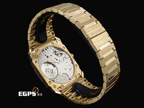 BVLGARI 寶格麗 Bulgari Octo Finissimo 103812 18K黃金材質 超薄錶殼（厚 6.40 公釐） 太陽紋藍色漆面錶盤 2026年保卡 新錶訂價：1,537,000元 整支重約4.5兩&nbsp;自動上鍊 40mm