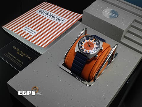 GIRARD PERREGAUX GP 芝柏 Deep Diver 39500-21-3266-6CX 太金屬材質&nbsp;藍、橘、白三色鮮明錶盤 2025年保卡 全球限量350只&nbsp;自動上鏈&nbsp;44mm