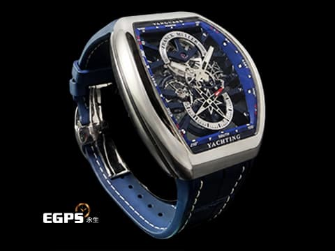Franck Muller法蘭穆勒 Vanguard Yachting 系列 V45 S6 SQT&nbsp; &nbsp;無錶圈一體化美學 藍色船錨造型鏤空面盤 2026年&nbsp;不鏽鋼材質 手動上鍊&nbsp; 53.7x 44mm