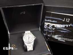 CHANEL 香奈兒 J12 Ceramic H0970 白陶瓷  專利不鏽鋼蝴蝶扣 <font color="#eeeced">白色高科技精密陶瓷 白色面盤 </font><font color="#ff0000"> 台灣公司貨 </font> 自動上鍊 38mm