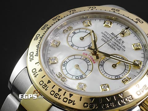 ROLEX 勞力士 Cosmograph Daytona 宇宙計時型 迪通拿 116503NG&nbsp;絕版&nbsp;白色珍珠貝母面盤 原廠鑽石時標&nbsp;計時碼表 18K黃金 半金款 賽車錶&nbsp;2017年保卡 116503 NG&nbsp;自動上鏈 40mm