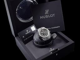 HUBLOT 宇舶 Big Bang Unico 45 Titanium 大爆炸 411.NE.2010.LR.JSM15 鈦金屬 飛返 計時碼表 <font color="#FF0000">精鑲鑽石、梯鑽錶框、鑽石時標 鏤空面盤</font> 自動上鍊 45mm