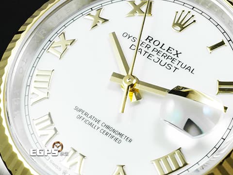 ROLEX 勞力士 Datejust 36 蠔式日誌型 126233 18K黃金與不鏽鋼材質&nbsp;半金款 DJ36 白色面盤搭配黃金立體羅馬數字時標 2025年卡&nbsp;自動上鍊 36mm