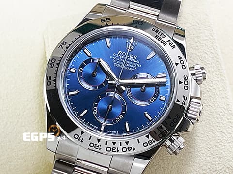 ROLEX 勞力士 Cosmograph Daytona 宇宙計時型 迪通拿 126509 18K白金材質&nbsp;藍面全白金迪通拿 4131新型機芯&nbsp;2026年新式綠卡 官方訂價：1,910,000元&nbsp;賽車計時碼表&nbsp;自動上鏈 40mm
