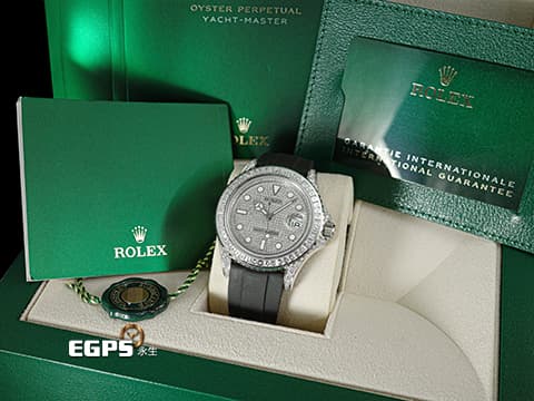 ROLEX 勞力士 Yacht-Master 42 蠔式 遊艇名仕型 226659&nbsp;精鑲226679TBR 後加大梯鑽石外圈、錶耳、客製化滿天星面盤&nbsp;18K白金材質&nbsp;2020年保卡&nbsp;自動上鍊 42mm