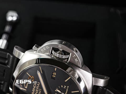 PANERAI 沛納海 Luminor 1950 3 Days GMT Power Reserve PAM01321 經典三明治面盤 淡褐色夜光時標 菸草面&nbsp;PAM1321 藍色小秒針 三日鍊 GMT 兩地時間 動能儲存顯示 2023年台灣公司貨 自動上鍊  44mm