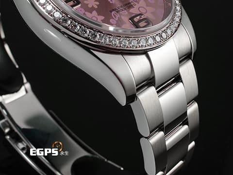 ROLEX 勞力士 DATEJUST 116244 蠔式 不鏽鋼材質&nbsp;稀有面盤&nbsp;原廠鑲嵌鑽石錶圈 粉紅色花朵藝術面盤 自動上鏈 36mm