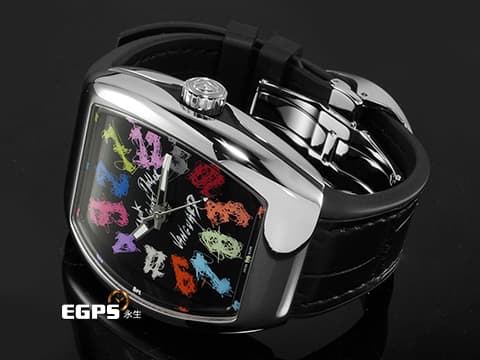 FRANCK MULLER 法蘭穆勒 Vanguard系列 瘋狂時間 V 45 CH HN COL DRM LTD V45 不鏽鋼材質  Hom Nguyen 限量聯名款  不規則順跳時間顯示 手工繪製瘋狂小時   2024年保單 限量50支 僅收藏極新品 自動上鍊 44x54mm