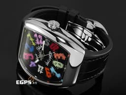 FRANCK MULLER 法蘭穆勒 Vanguard系列 瘋狂時間 V 45 CH HN COL DRM LTD V45 不鏽鋼材質 <font color=#ff00ff> Hom Nguyen 限量聯名款 </font> <font color=#70cce1>不規則順跳時間顯示 手工繪製瘋狂小時 </font> <font color=#ff0000> 2024年保單 限量50支 僅收藏極新品</font> 自動上鍊 44x54mm