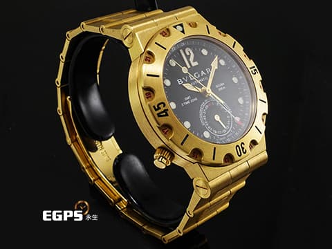 BVLGARI 寶格麗 Diagono Scuba GMT SD 38 G 18K黃金材質 第二地24小時時區顯示 指針式日期顯示&nbsp;整支約5.2兩重 自動上鏈&nbsp;39mm