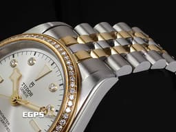 TUDOR 帝舵 Black Bay 39 S&amp;G 79673 碧灣 雪花指針 不鏽鋼 <font color="#FFEE99">18K黃金薄層錶圈 </font><font color="#FFFFFF">原鑲鑽圈 鑽石時標</font> <font color="#FF0000"> 2023年保卡「T-fit」快調錶扣 MT5602自製機芯</font> 自動上鍊 39mm