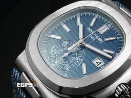 Patek Philippe 百達翡麗 PP錶 Nautilus 金鷹 鸚鵡螺 5980/60G-001 18K白金材質 <font color="#05f0f0">最新款 藍灰色蛋白石錶盤 新款PP印記</font><font color="#FF0000">&nbsp;2026年保單</font>&nbsp;自動上鍊 40.5mm