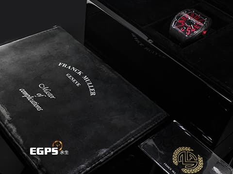 FRANCK MULLER 法蘭穆勒 Vanguard系列 V45 SC DT 黑面拉絲面盤 紅色立體時標 碳纖維材質  2020年保單 台灣公司貨  酒桶型 自動上鍊 44x54mm
