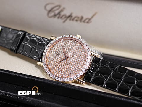 CHOPARD 蕭邦 Classique Homme 經典系列 16/3154&nbsp;精鑲鑽石錶圈、滿天星面盤&nbsp;玫瑰金材質錶殼&nbsp;手上鍊 33.6mm