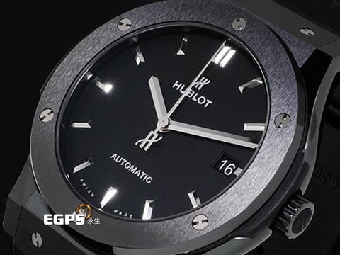 HUBLOT 宇舶 Classic Fusion 經典融合 511.CM.7170.RX 黑陶瓷材質&nbsp;啞光黑色面盤 大三針 2025年保單 自動上鍊 45mm