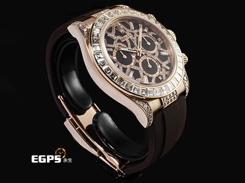 ROLEX 勞力士 Daytona 宇宙計時型 迪通拿 116515 精鑲126555TBR 18K永恆玫瑰金材質 長頸鹿 精鑲天然鑽石面盤、錶耳 精鑲36顆梯形鑽石錶圈&nbsp; 2018年保卡&nbsp;自動上鍊 40mm