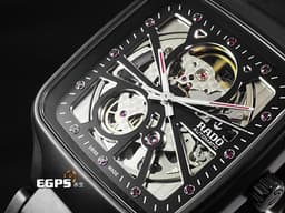 RADO 雷達 True Square 真我方形系列 R27174712 <font color="#05f0f0">限定款 黑色陶瓷材質</font> <font color="#ff0000">12顆鮮豔紅寶石時標 2026年保卡</font> 自動上鍊 38mm