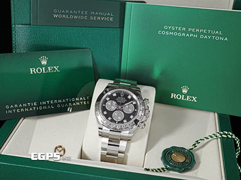 ROLEX 勞力士 Cosmograph Daytona 宇宙計時型 迪通拿 126509G&nbsp;原廠鑽石時標 黑熊貓面盤&nbsp;126509 G 計時碼表 18K白金材質 賽車錶 新款4131型機芯&nbsp;2025年保卡 自動上鏈 40mm