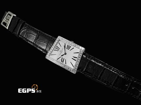 VACHERON CONSTANTIN 江詩丹頓 1972  系列 37510/000G 18K白金材質 銀色拉絲面盤 原廠鑲嵌鑽石錶圈 26 x 36.5mm