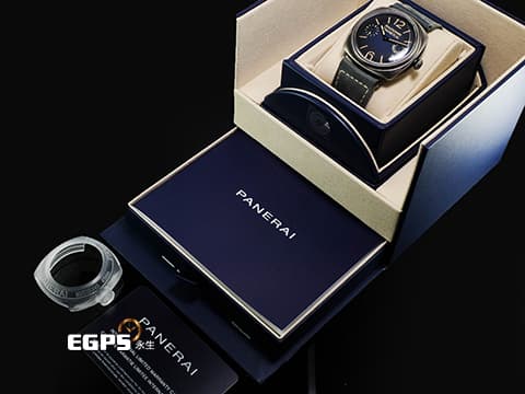 PANERAI 沛納海 Radiomir PAM1348 PAM01348 PVD不鏽鋼材質 8日動力儲存&nbsp;漸層藍色三明治面盤 復古 經典洋蔥頭錶冠 2024年保卡&nbsp;台灣公司貨&nbsp;手上鍊 45mm