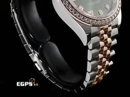 ROLEX 勞力士 Lady-Datejust 279381RBR 279381 蠔式日誌型 不鏽鋼&18K玫瑰金材質 半金款 <font color=#9de498>原鑲鑽石錶圈 橄欖綠色面盤</font> <font color=#ff0000>2018年保卡 紀念型錶帶（Jubilee）</font> 自動上鍊 28mm