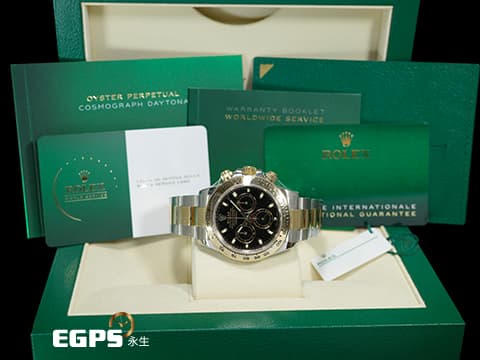ROLEX 勞力士 Cosmograph Daytona 宇宙計時型 迪通拿 116503 計時碼錶 18K黃金 半金款 黑色面盤 2020年保卡&nbsp;已回原廠保養 延長保固至2027年5月&nbsp;賽車錶 自動上鍊 40mm