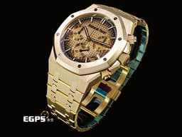 Audemars Piguet 愛彼 AP錶 Royal Oak Chronograph 皇家橡樹 <font color="#ffcf24">18K黃金材質&nbsp;26240BA.OO.1320BA.02 煙燻金色「Grande Tapisserie」格紋面盤</font>&nbsp;飛返 計時碼表 <font color="#ff0000">2026年保卡 保有原廠膠膜</font>&nbsp;自動上鍊 41mm