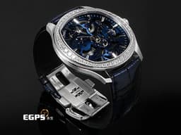 PIAGET 伯爵 Polo Skeleton G0A46010 18K白金材質 <font color=#468bcc>錶圈鑲飾56顆明亮形切割圓形美鑽（約1.59克拉）</font> <font color=#70cce1>藍色鏤空面盤</font> <font color=#FF0000>2022年保卡 新錶訂價：2,280,000元</font> 自動上鍊 42mm