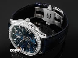 PIAGET 伯爵 Polo Skeleton G0A46010 18K白金材質 <font color=#468bcc>錶圈鑲飾56顆明亮形切割圓形美鑽（約1.59克拉）</font> <font color=#70cce1>藍色鏤空面盤</font> <font color=#FF0000>2022年保卡 新錶訂價：2,280,000元</font> 自動上鍊 42mm