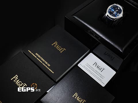 PIAGET 伯爵 Polo Skeleton G0A46010 18K白金材質 錶圈鑲飾56顆明亮形切割圓形美鑽（約1.59克拉） 藍色鏤空面盤 2022年保卡 新錶訂價：2,280,000元 自動上鍊 42mm